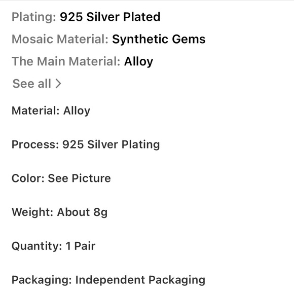 New Silver Teardrop Opal Earrings - Picture 6 of 6